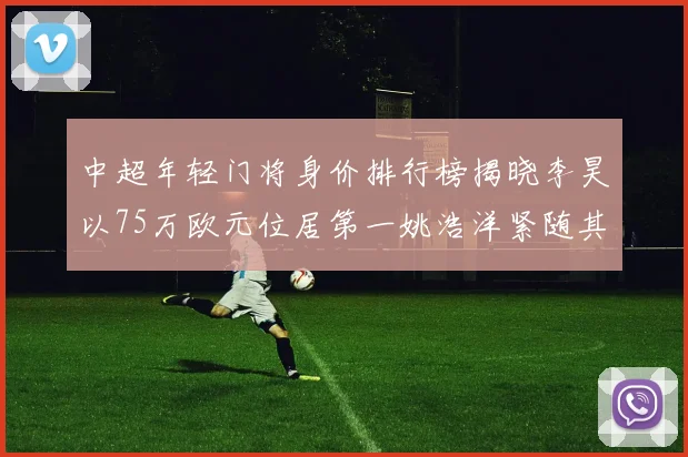 中超年轻门将身价排行榜揭晓李昊以75万欧元位居第一姚浩洋紧随其后